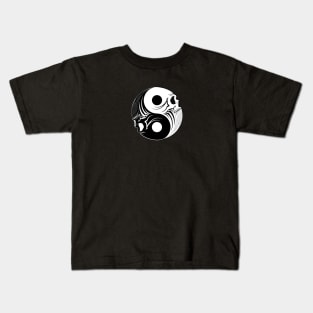 Black and White Yin Yang Skulls Kids T-Shirt